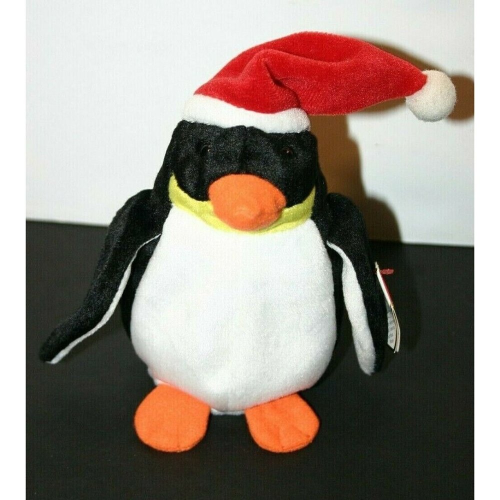 TY Beanie Baby Zero Penguin 1998 retired 4207 black Santa hat